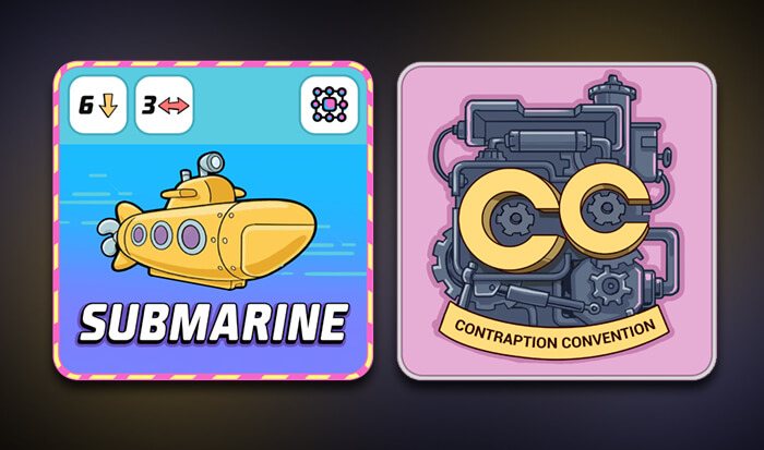 Submarine tile and Contraption Convention gear logo