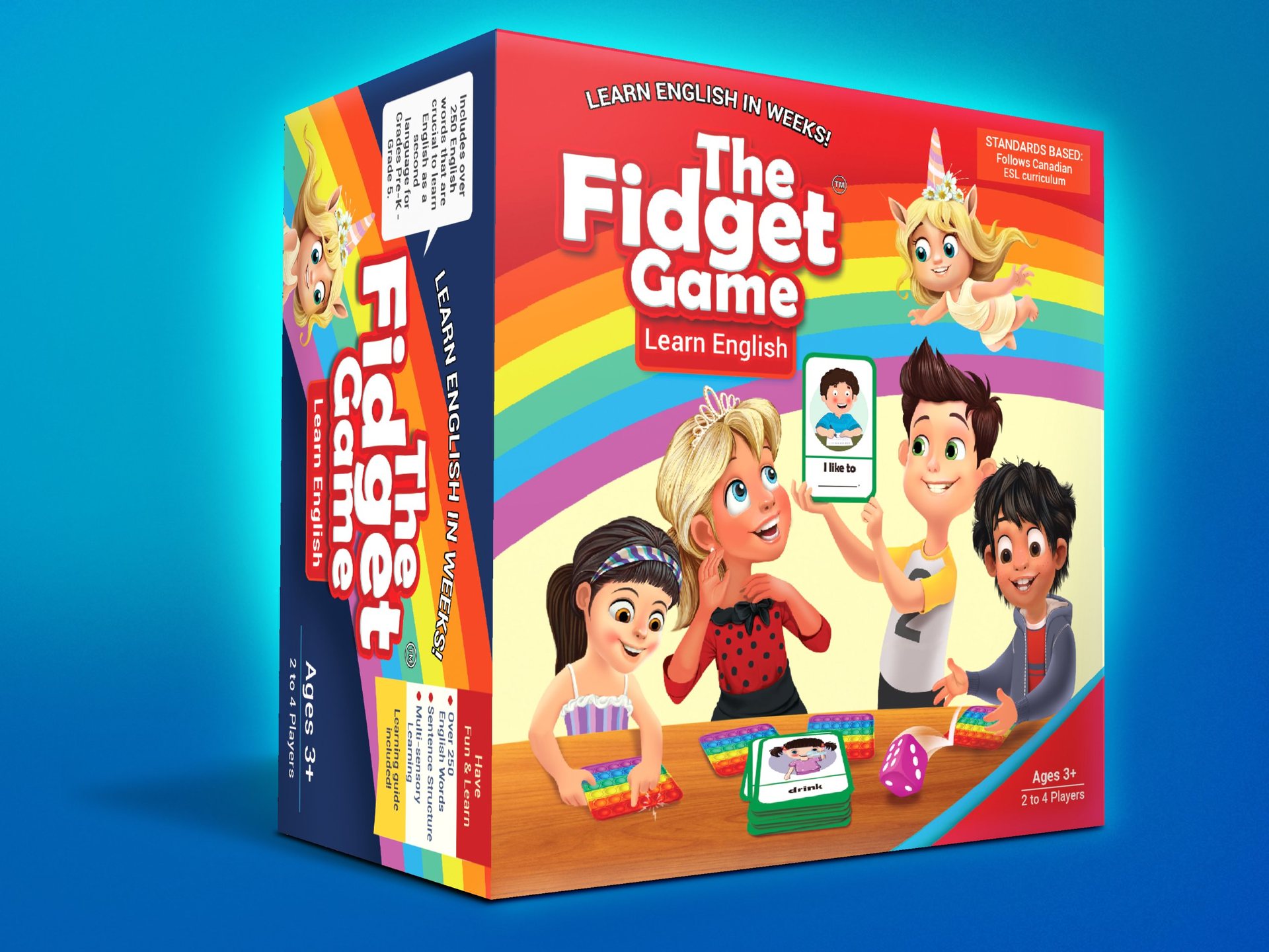 Box front: four kids playing around a table
