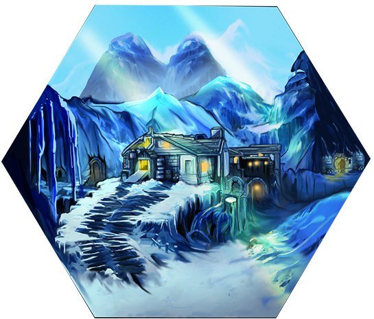 Snowy village hex tile