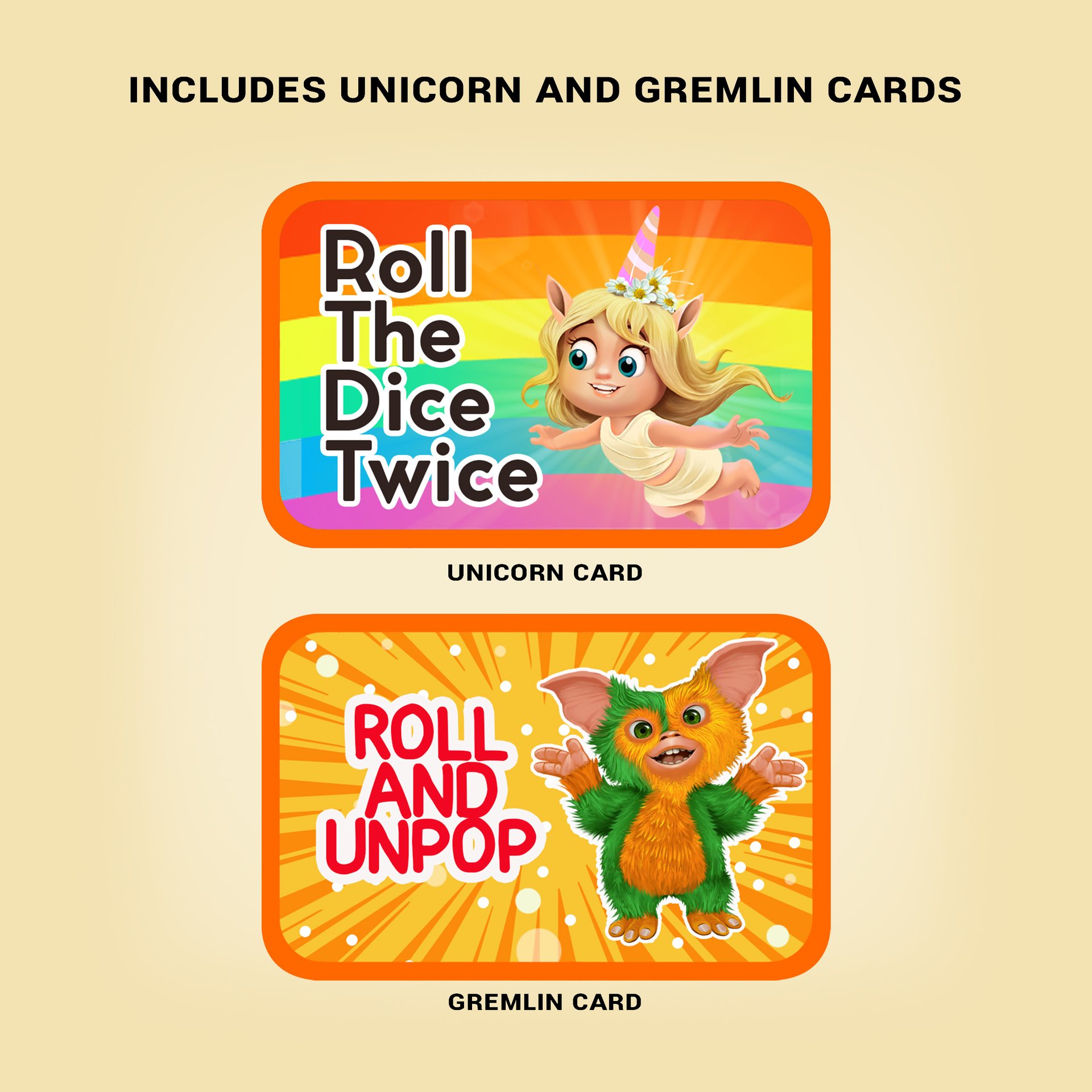 Unicorn and Gremlin character cards